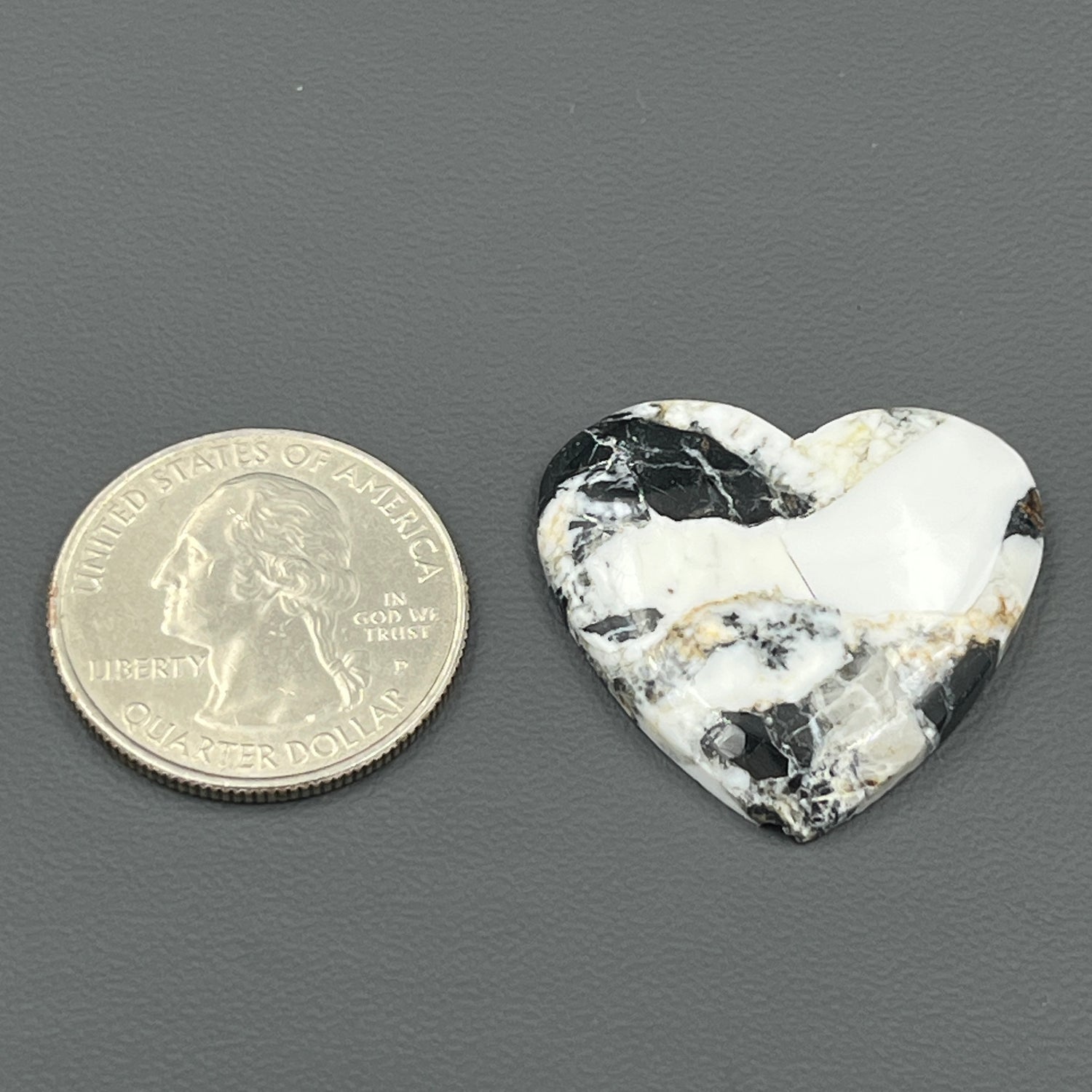 White Buffalo Turquoise Cabochon - Heart