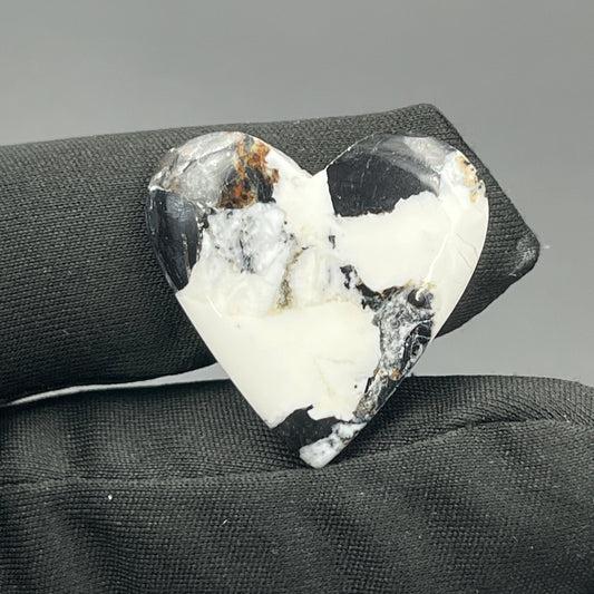 White Buffalo Turquoise Cabochon - Heart