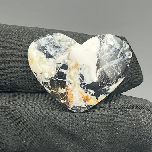 White Buffalo Turquoise Cabochon - Heart