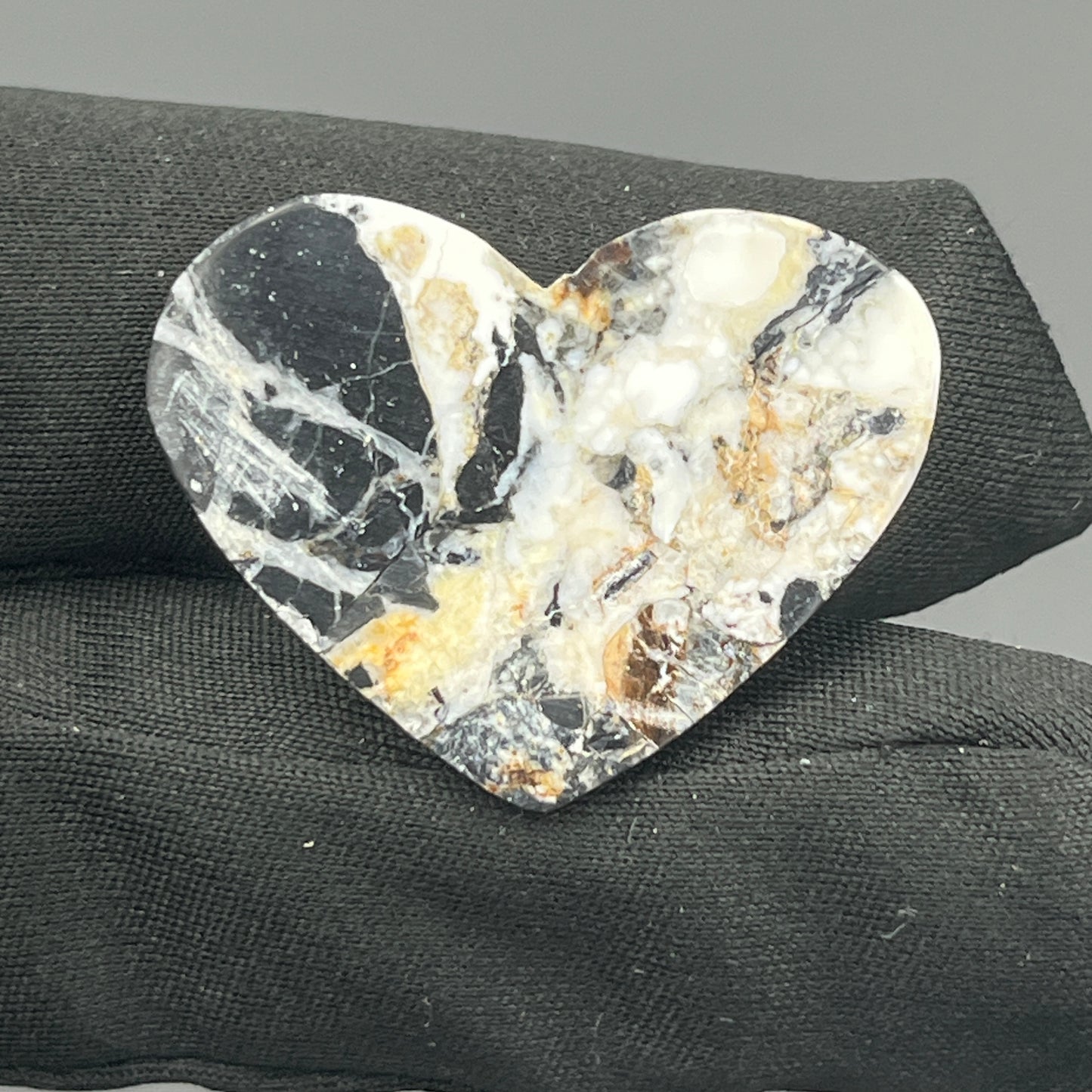 White Buffalo Turquoise Cabochon - Heart