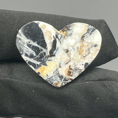 White Buffalo Turquoise Cabochon - Heart
