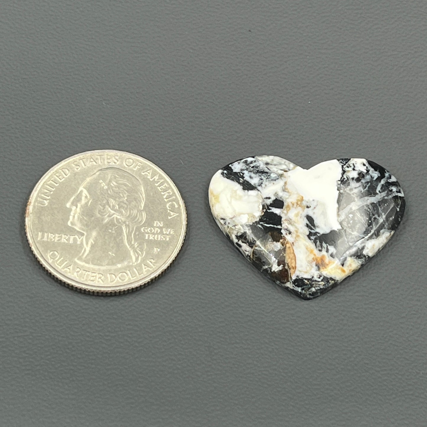 White Buffalo Turquoise Cabochon - Heart