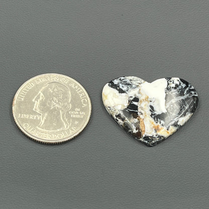 White Buffalo Turquoise Cabochon - Heart