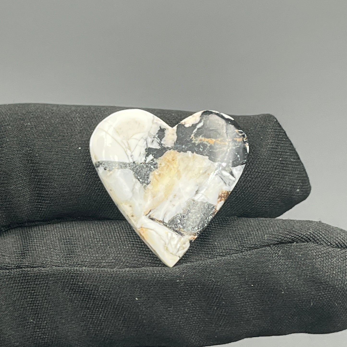 White Buffalo Turquoise Cabochon - Heart