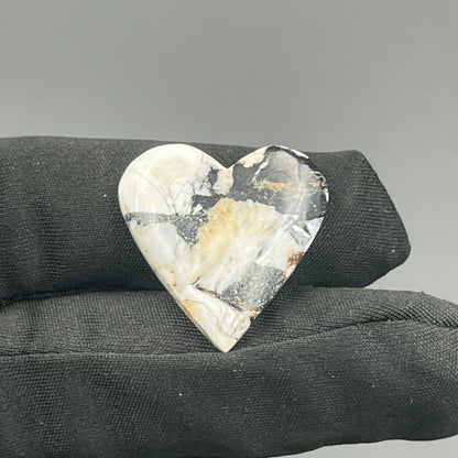 White Buffalo Turquoise Cabochon - Heart
