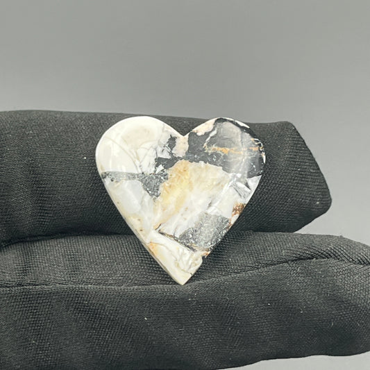 White Buffalo Turquoise Cabochon - Heart
