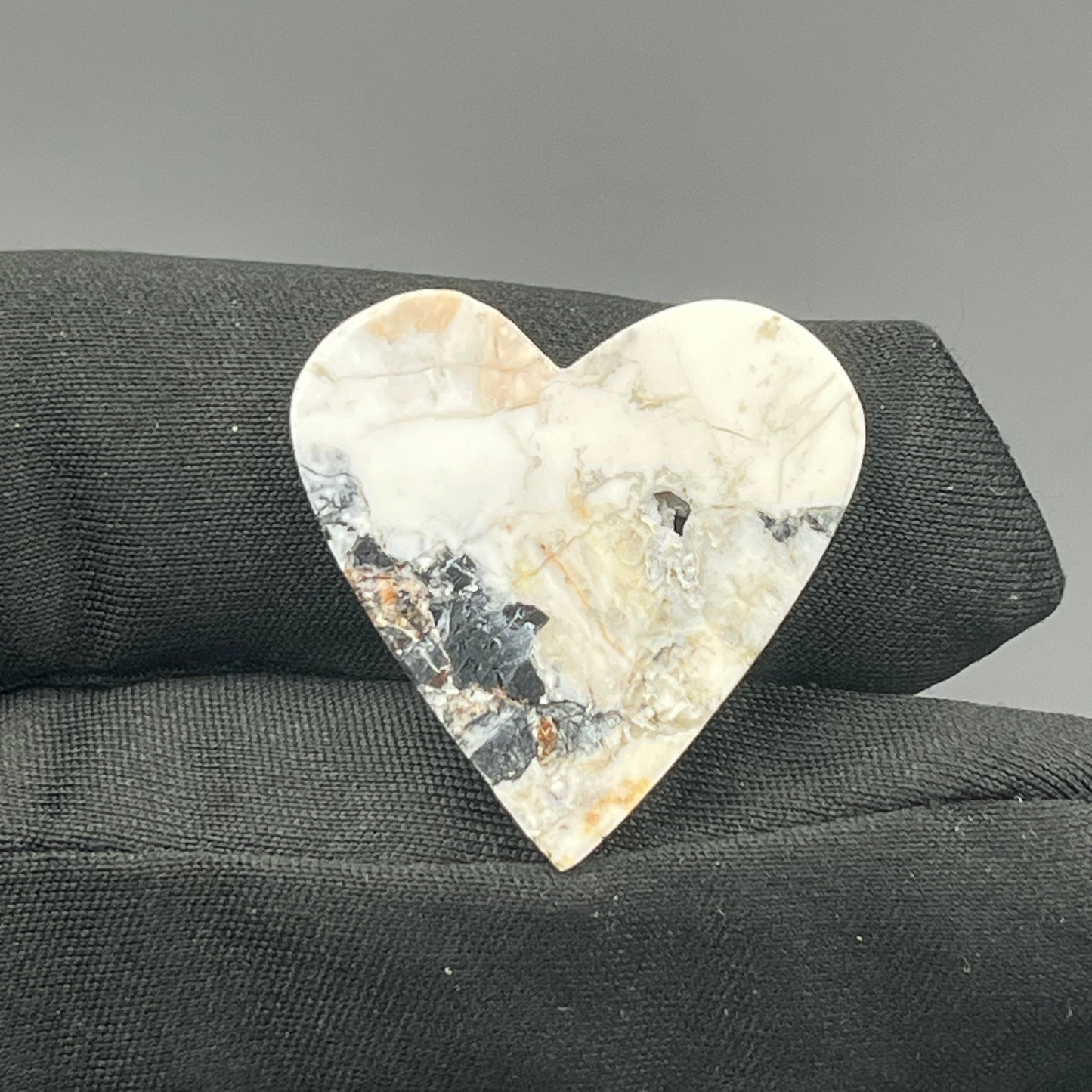 White Buffalo Turquoise Cabochon - Heart