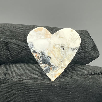 White Buffalo Turquoise Cabochon - Heart