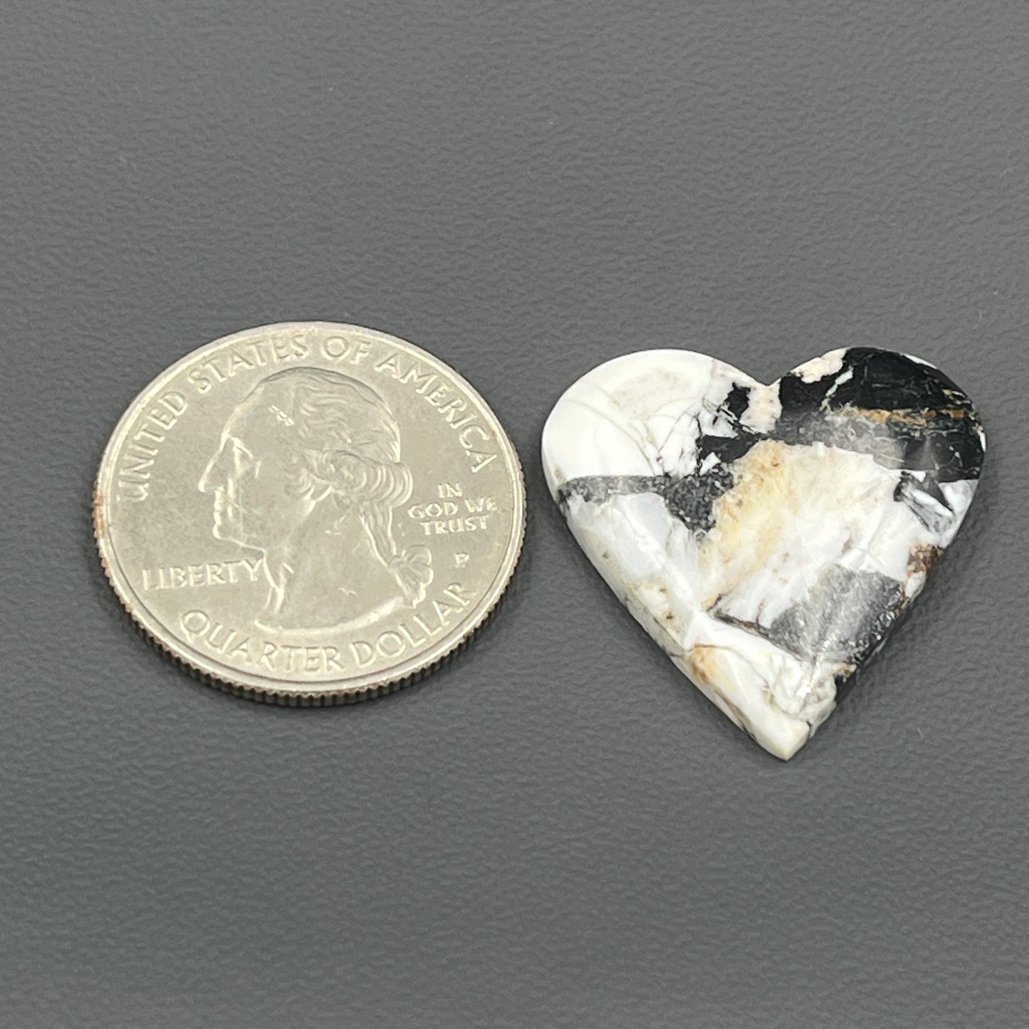 White Buffalo Turquoise Cabochon - Heart