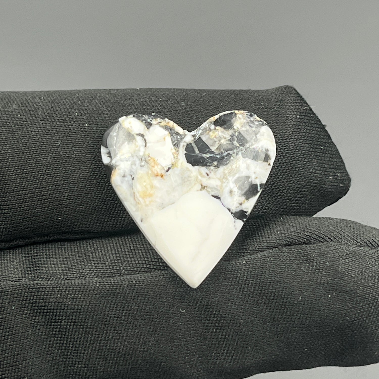White Buffalo Turquoise Cabochon - Heart