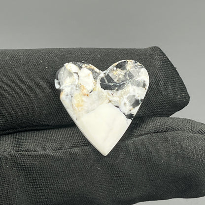 White Buffalo Turquoise Cabochon - Heart