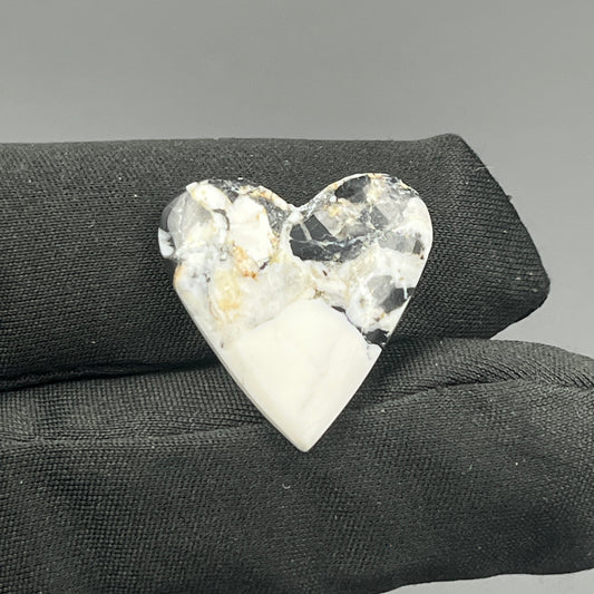 White Buffalo Turquoise Cabochon - Heart