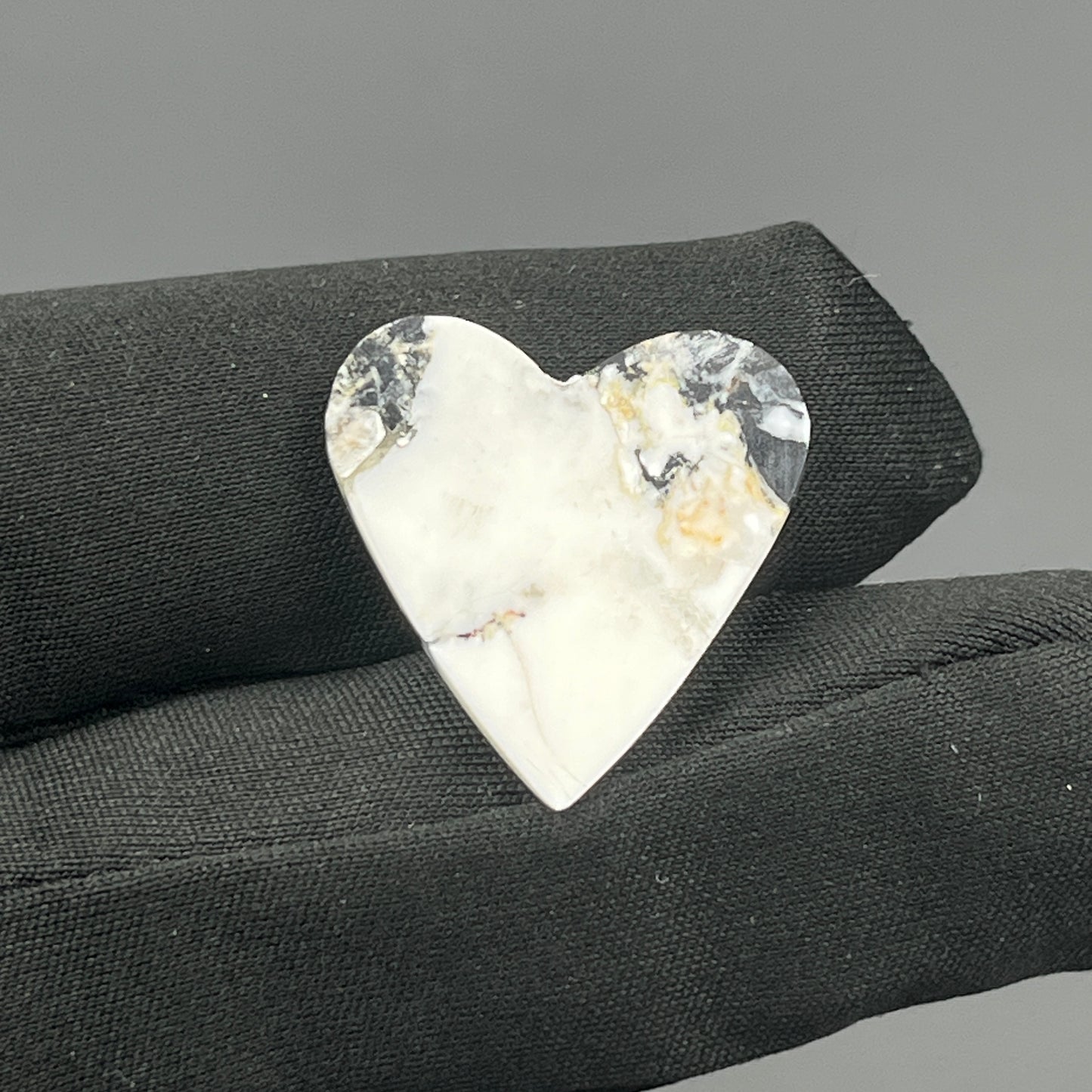White Buffalo Turquoise Cabochon - Heart