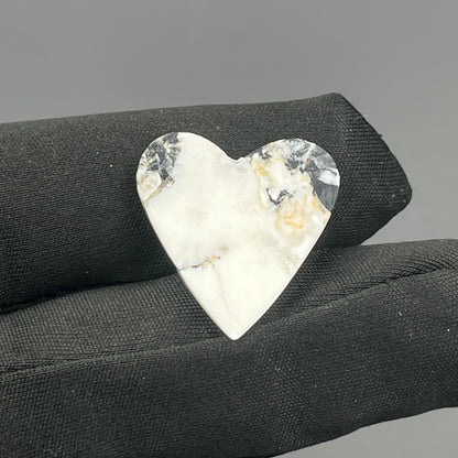White Buffalo Turquoise Cabochon - Heart