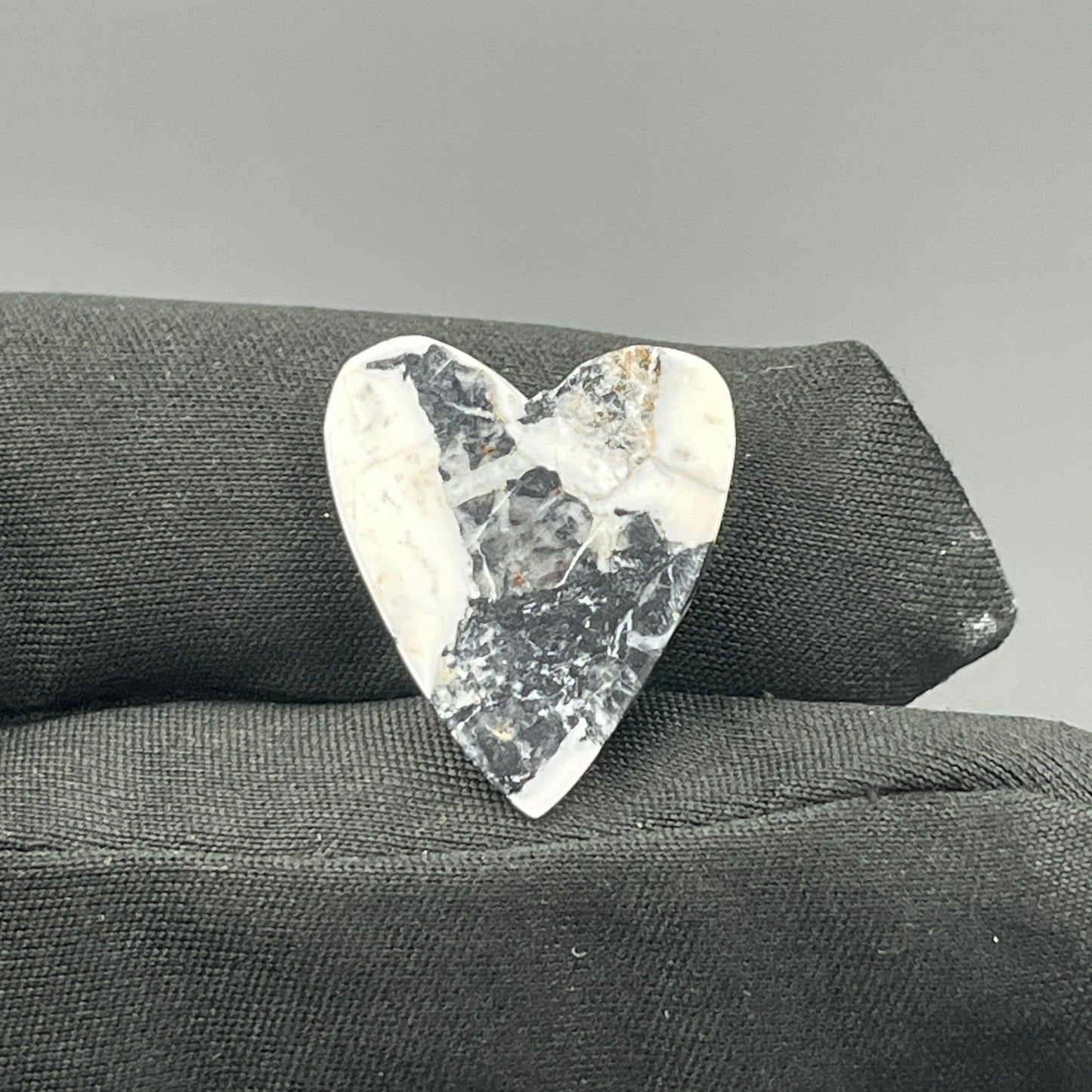 White Buffalo Turquoise Cabochon - Heart