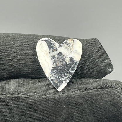 White Buffalo Turquoise Cabochon - Heart