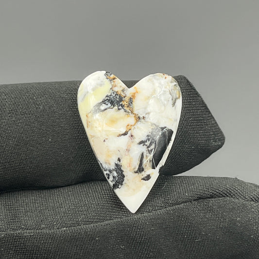 White Buffalo Turquoise Cabochon - Heart