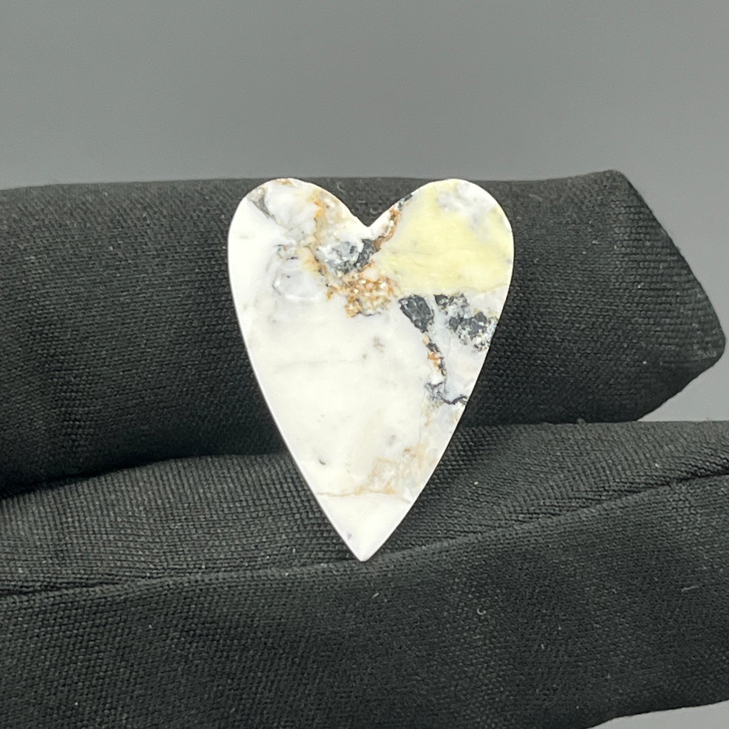 White Buffalo Turquoise Cabochon - Heart