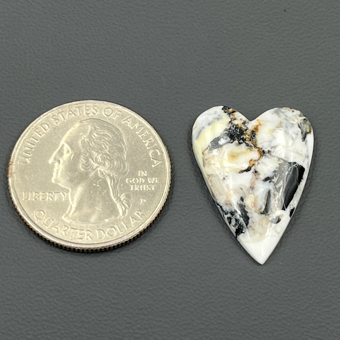 White Buffalo Turquoise Cabochon - Heart