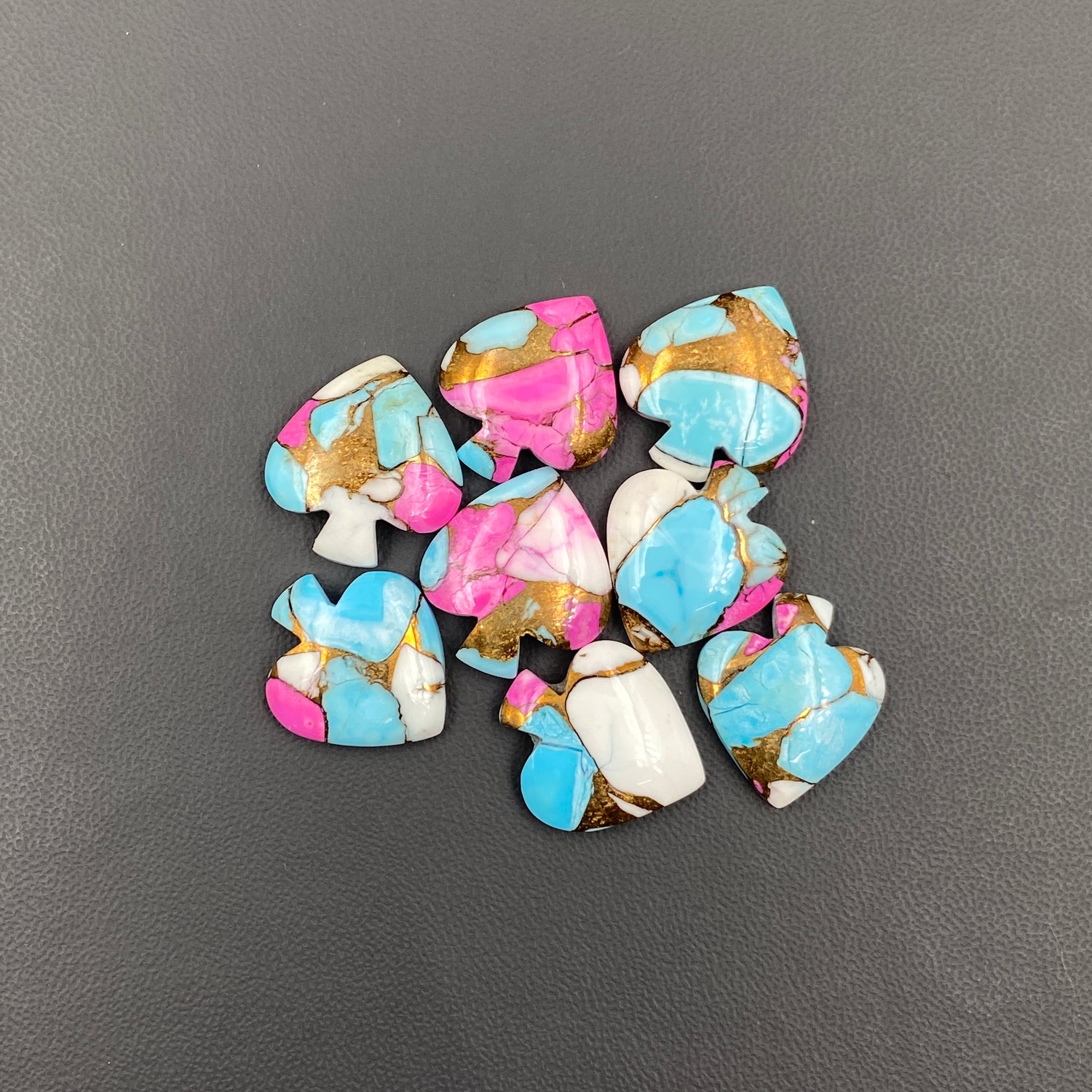 Cotton Candy Kingman Turquoise -Spades - Wholesale Lot - 8 Pcs