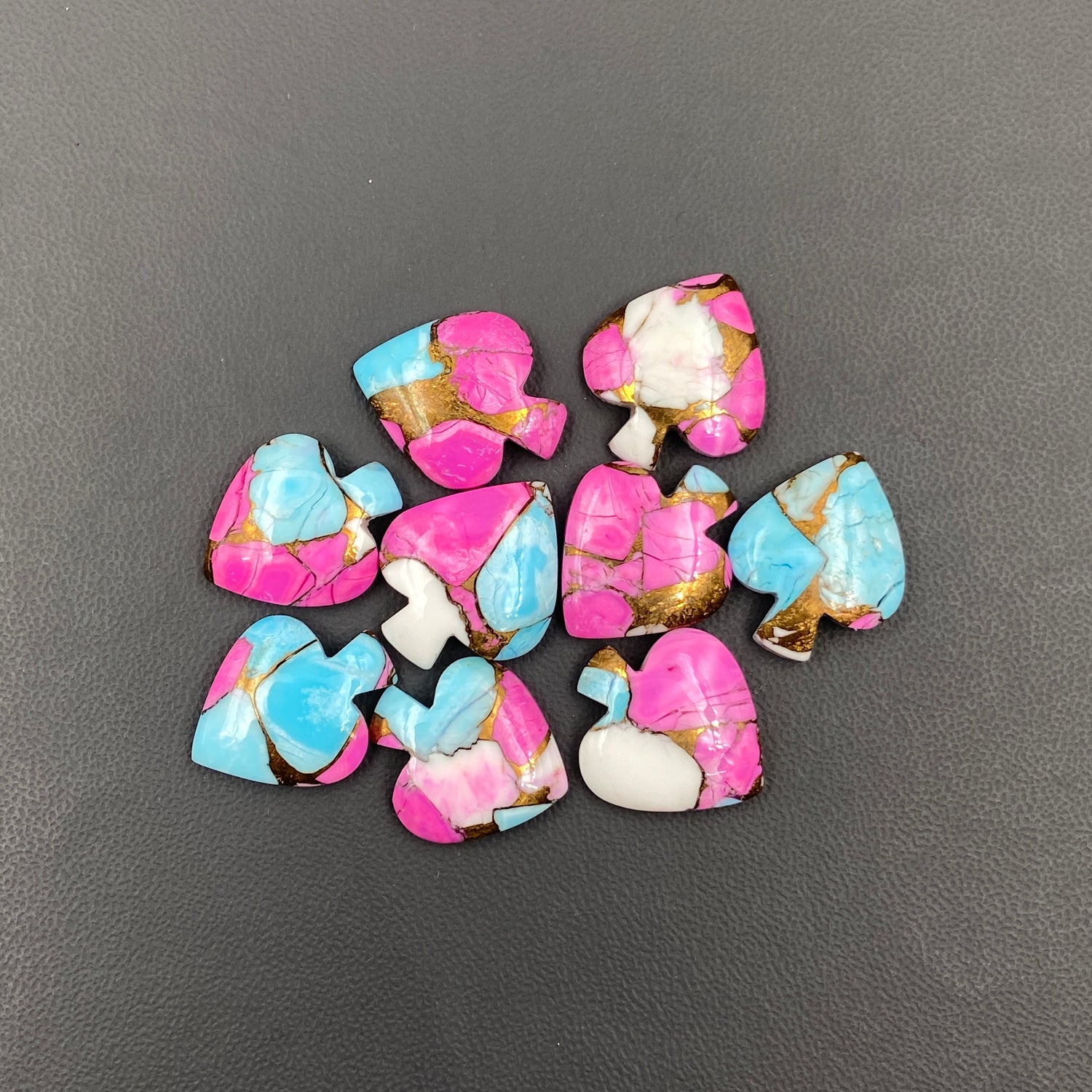Cotton Candy Kingman Turquoise -Spades - Wholesale Lot - 9 Pcs