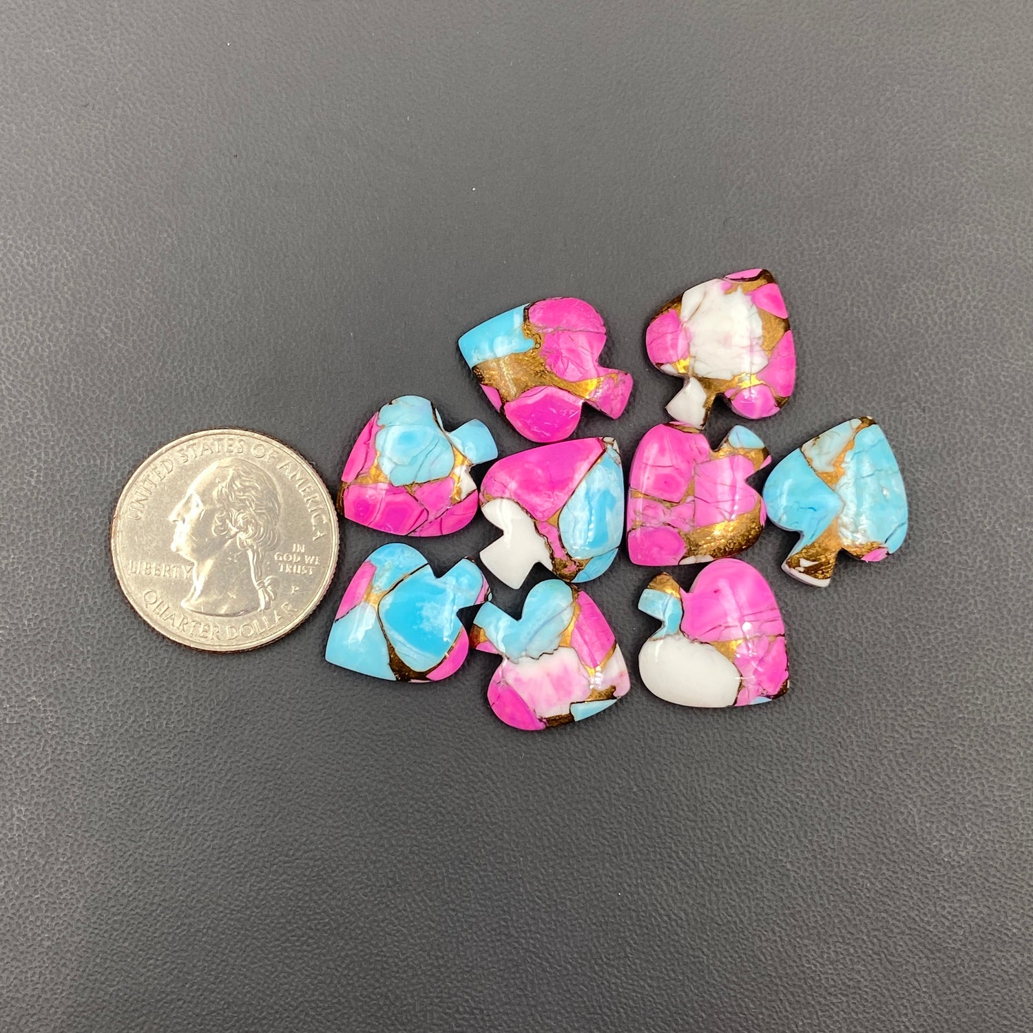 Cotton Candy Kingman Turquoise -Spades - Wholesale Lot - 9 Pcs