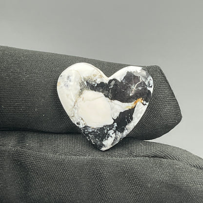 White Buffalo Turquoise Cabochon - Heart