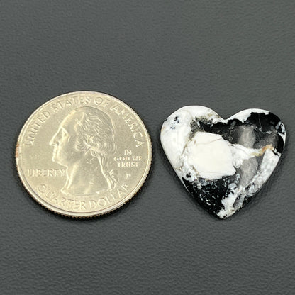 White Buffalo Turquoise Cabochon - Heart