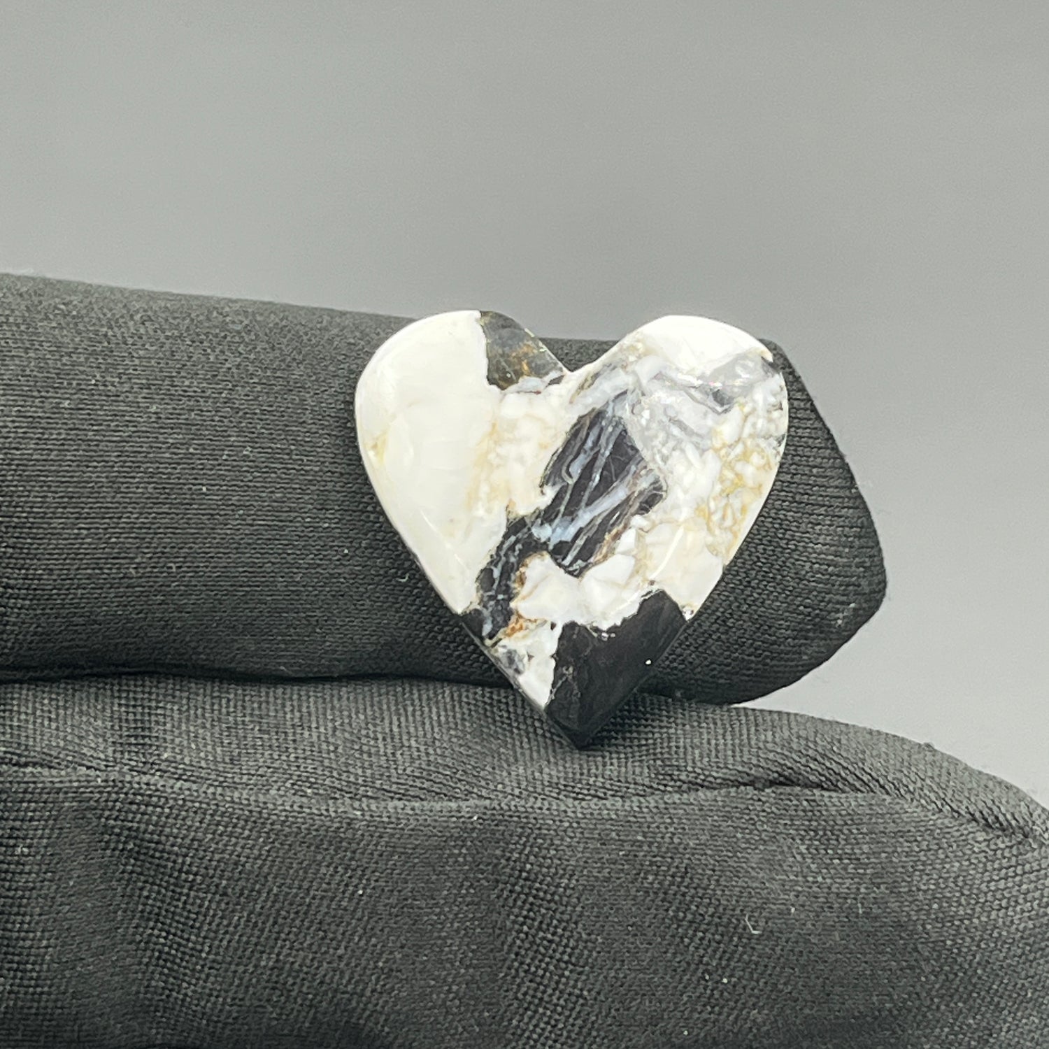 White Buffalo Turquoise Cabochon - Heart