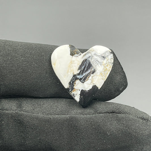 White Buffalo Turquoise Cabochon - Heart
