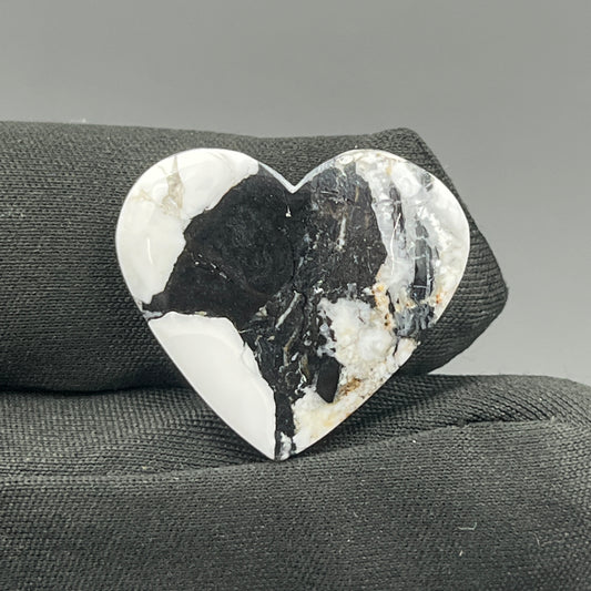 White Buffalo Turquoise Cabochon - Heart
