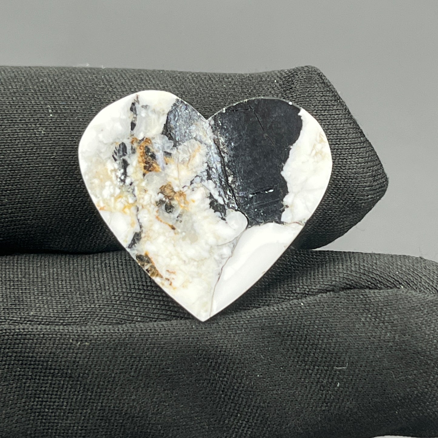White Buffalo Turquoise Cabochon - Heart