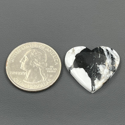 White Buffalo Turquoise Cabochon - Heart