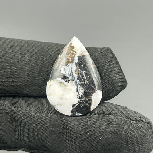 White Buffalo Turquoise Cabochon - Teardrop