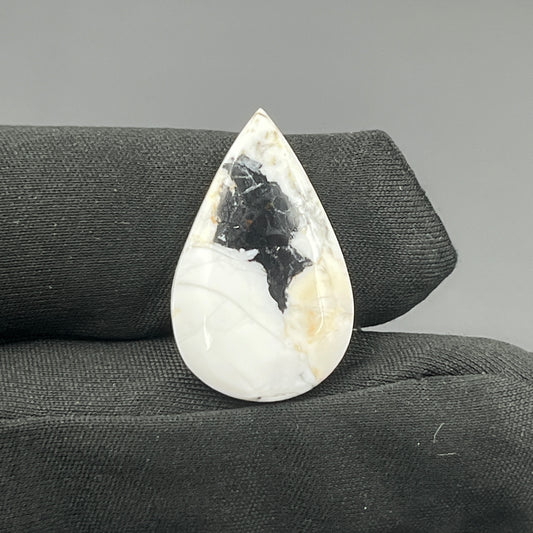 White Buffalo Turquoise Cabochon - Teardrop