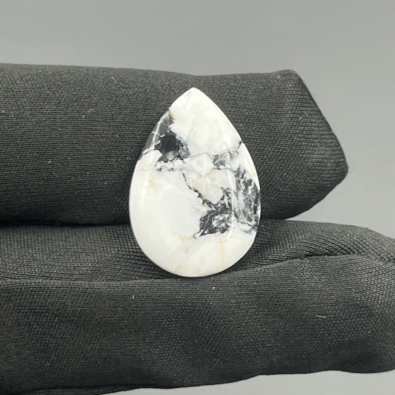 White Buffalo Turquoise Cabochon - Teardrop
