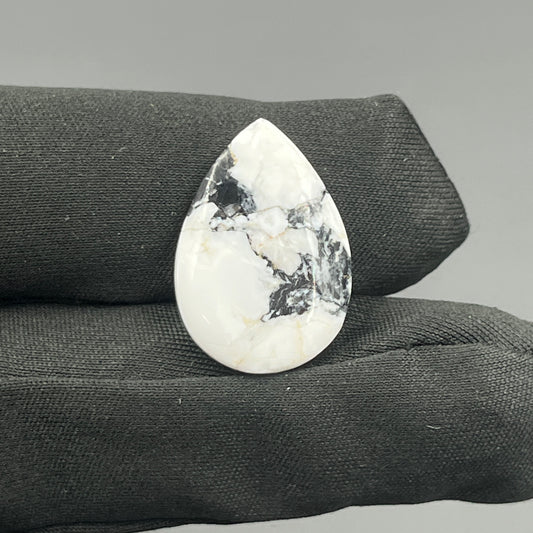 White Buffalo Turquoise Cabochon - Teardrop