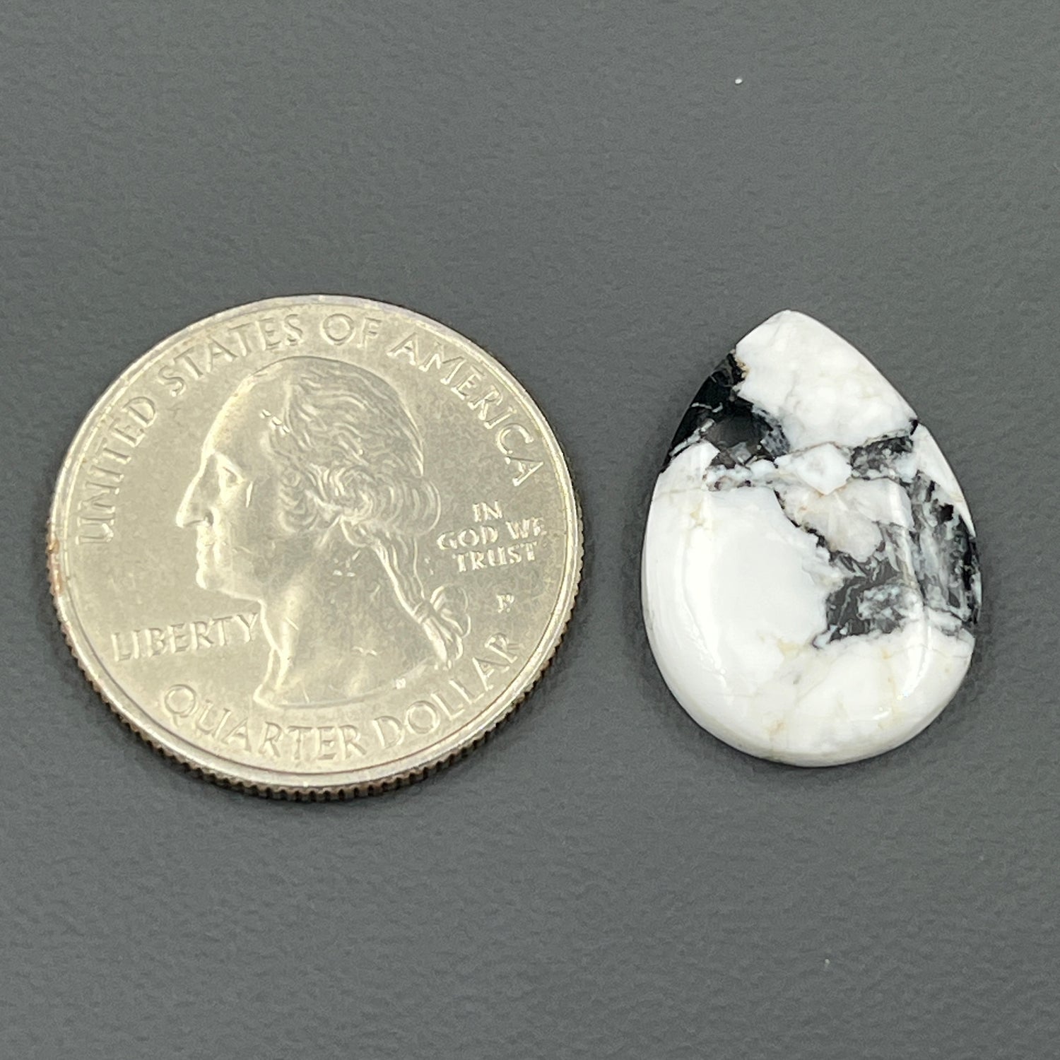 White Buffalo Turquoise Cabochon - Teardrop