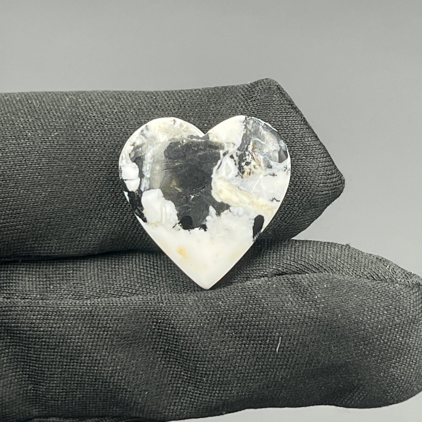 White Buffalo Turquoise Cabochon - Heart