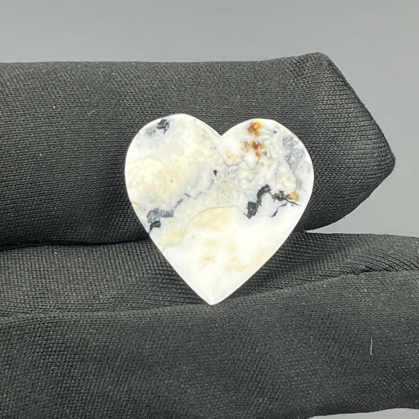 White Buffalo Turquoise Cabochon - Heart