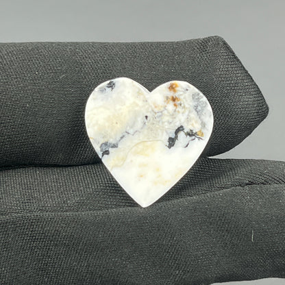 White Buffalo Turquoise Cabochon - Heart