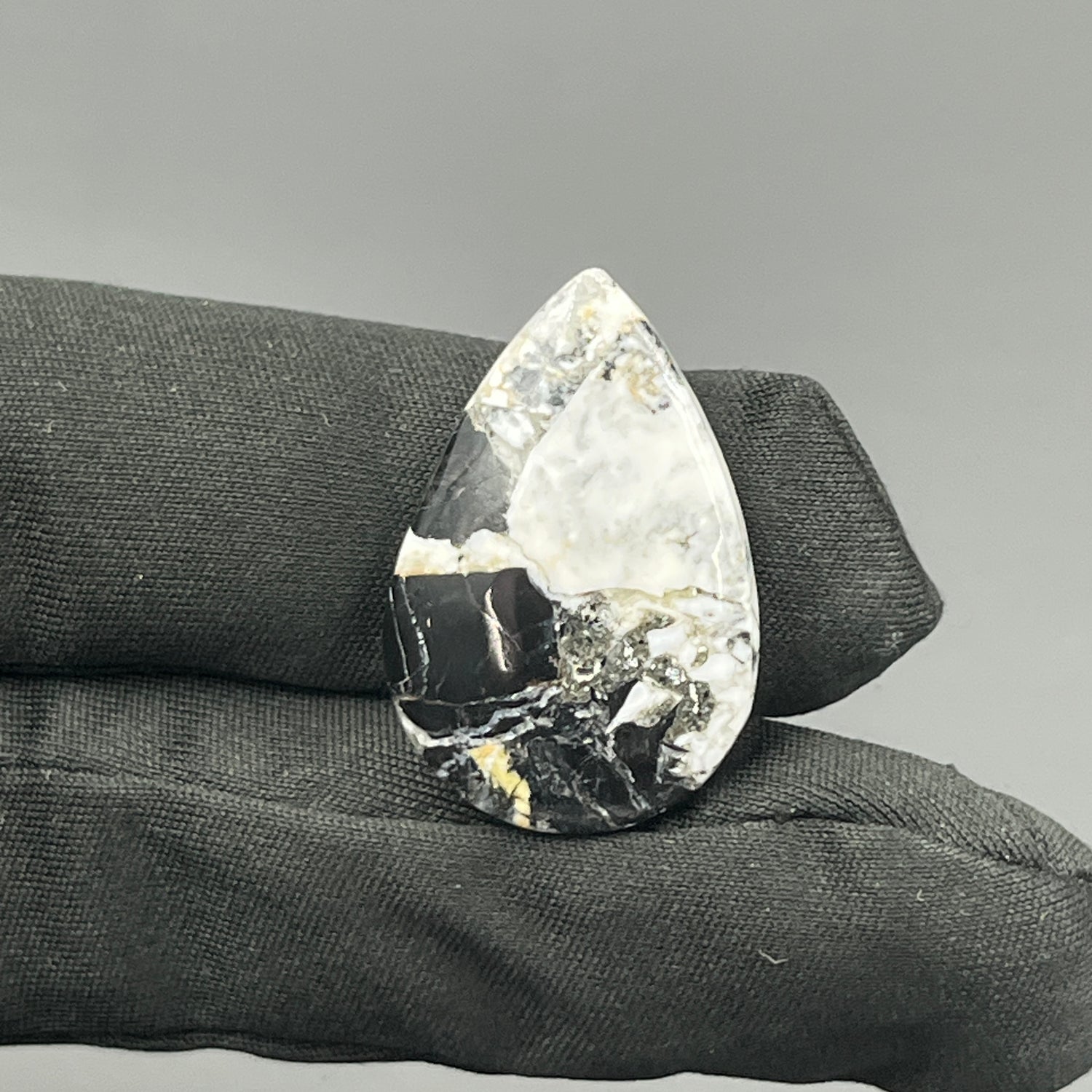 White Buffalo Turquoise Cabochon - Teardrop
