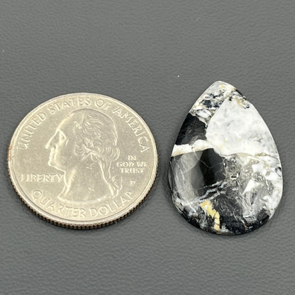 White Buffalo Turquoise Cabochon - Teardrop