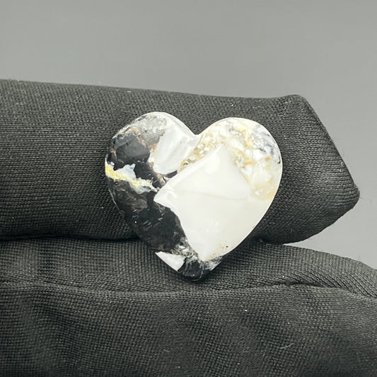 White Buffalo Turquoise Cabochon - Heart