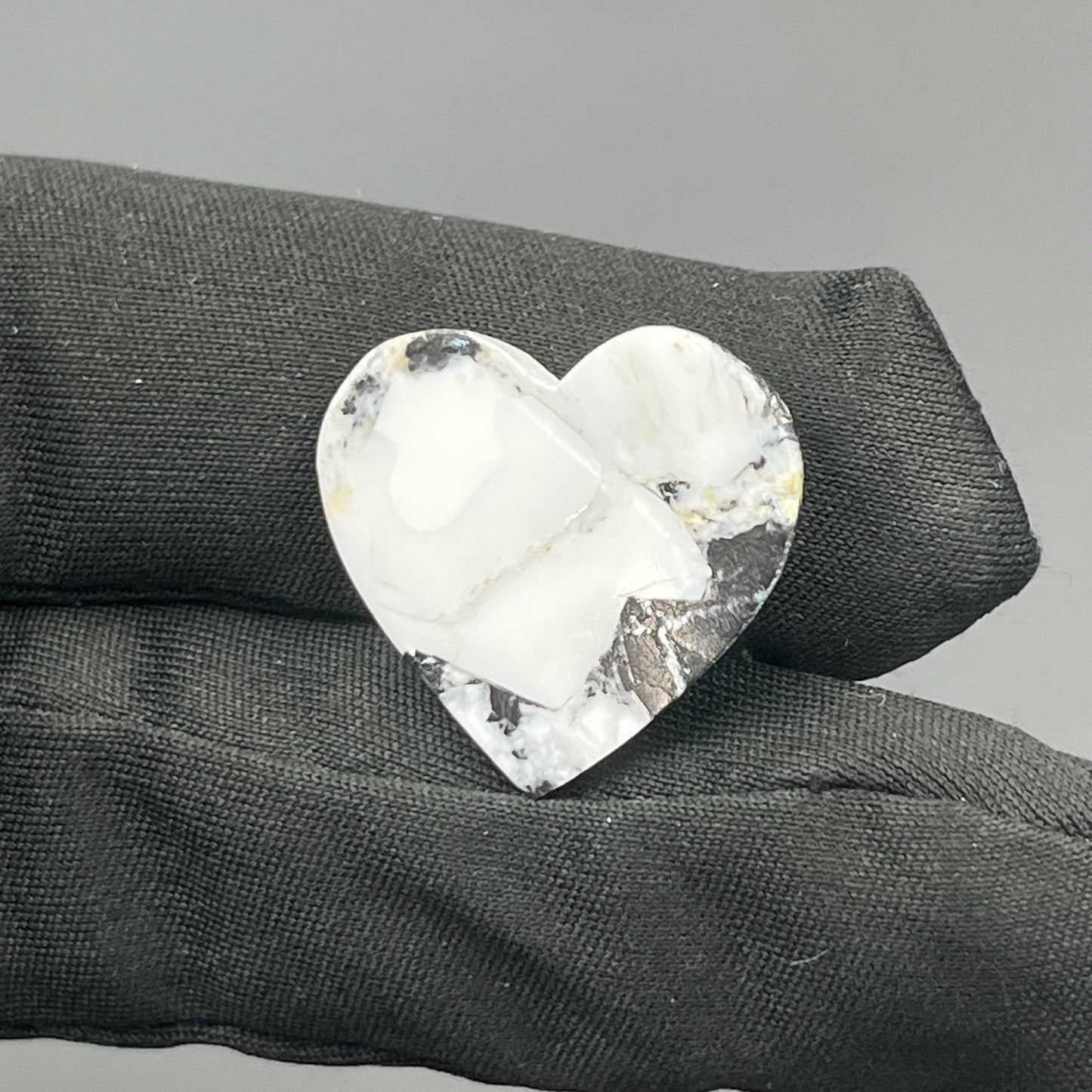 White Buffalo Turquoise Cabochon - Heart