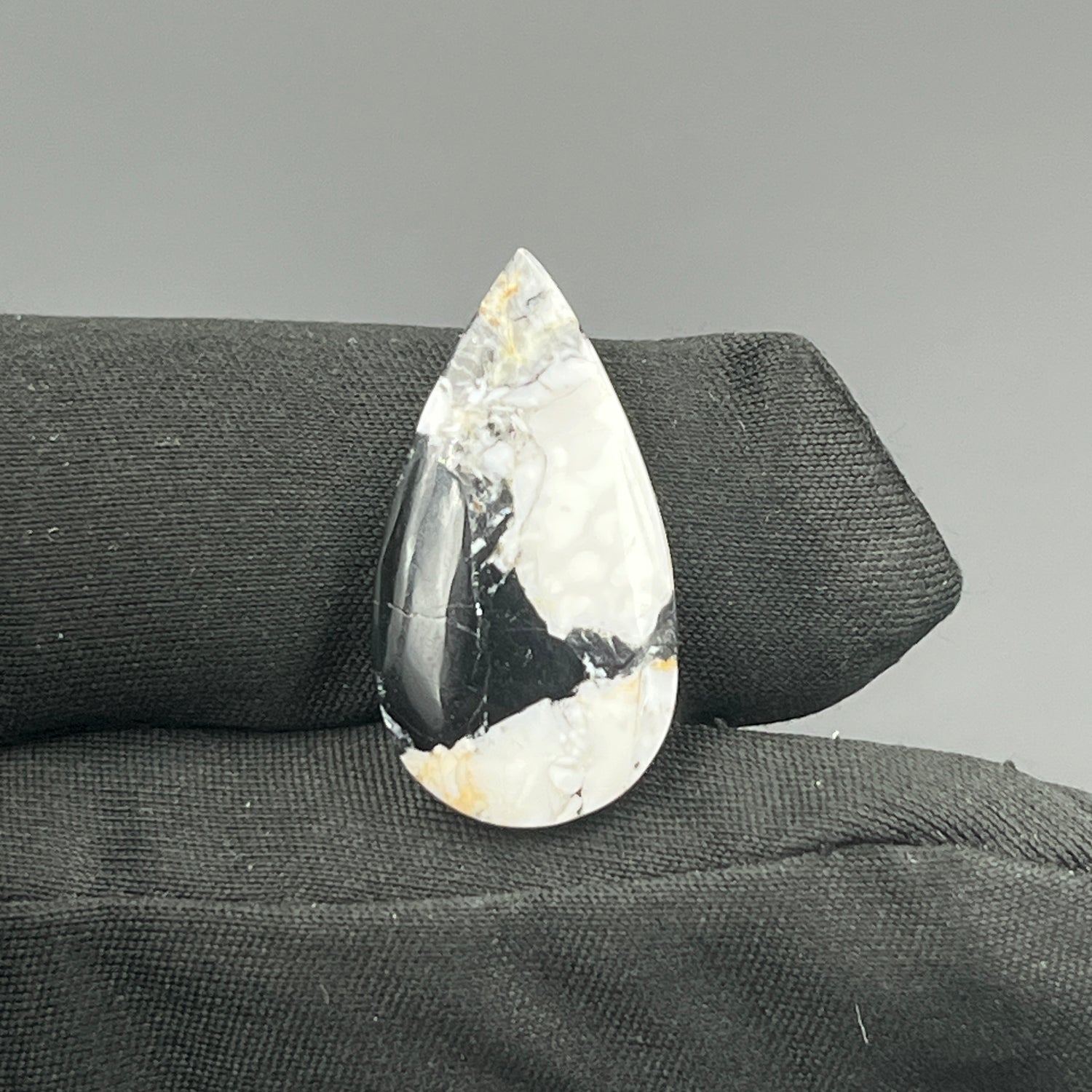 White Buffalo Turquoise Cabochon - Teardrop