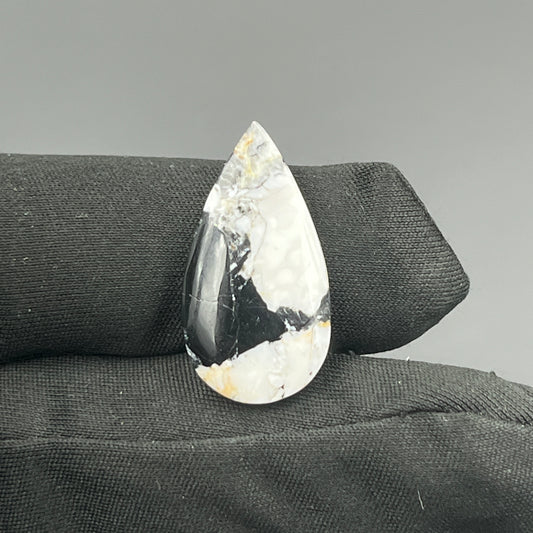 White Buffalo Turquoise Cabochon - Teardrop