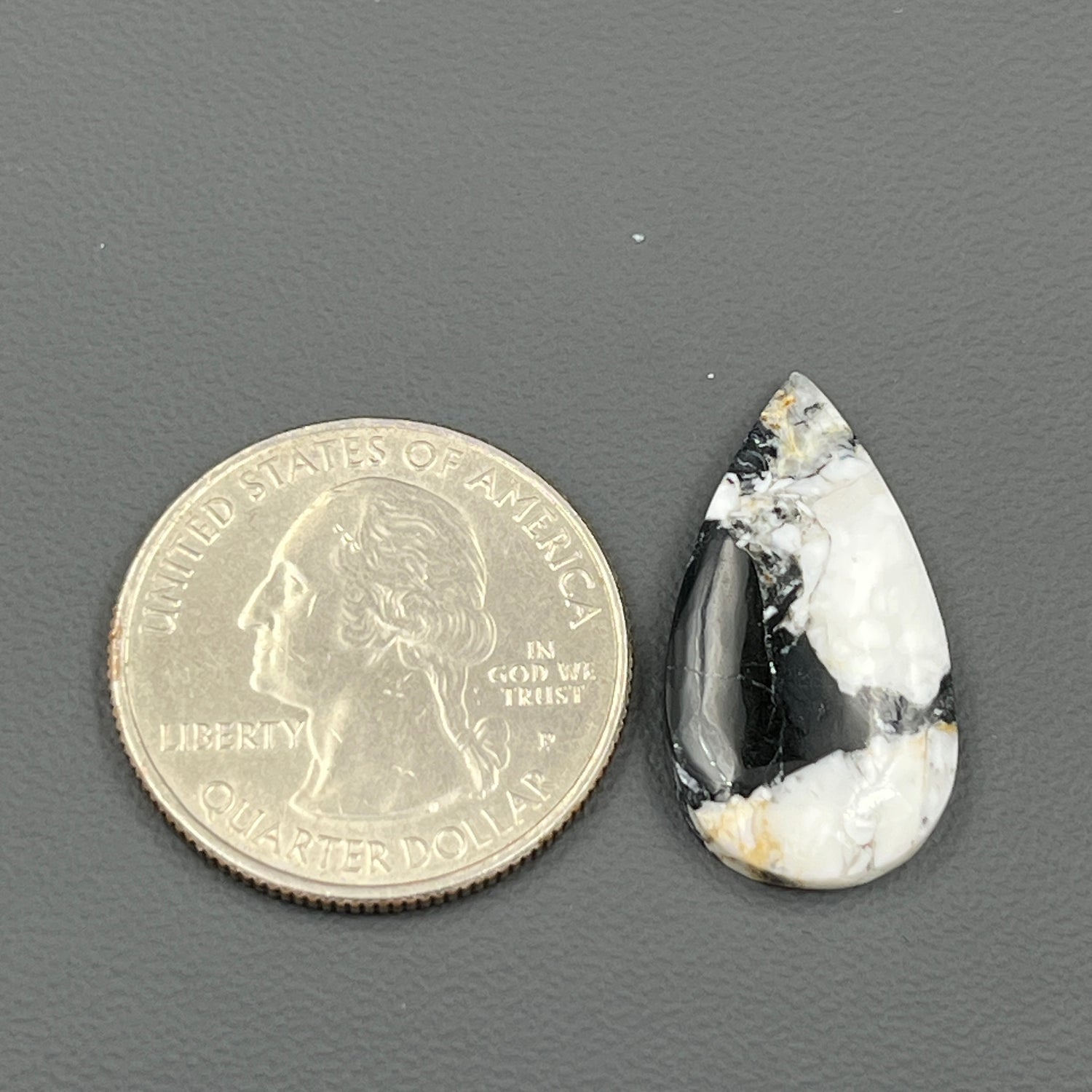 White Buffalo Turquoise Cabochon - Teardrop