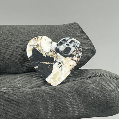 White Buffalo Turquoise Cabochon - Heart