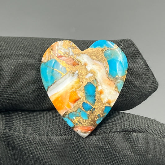 Kingman Spiny Oyster Turquoise - Loose Cab - Heart